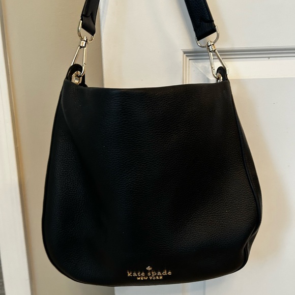 Kate Spade women’s 100% pebble leather top handle  shoulder handbag zip  black - Picture 1 of 8